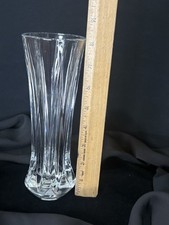 DePlomb Vintage Lead Crystal bud flower vase heavy 8" tall made in USA gift