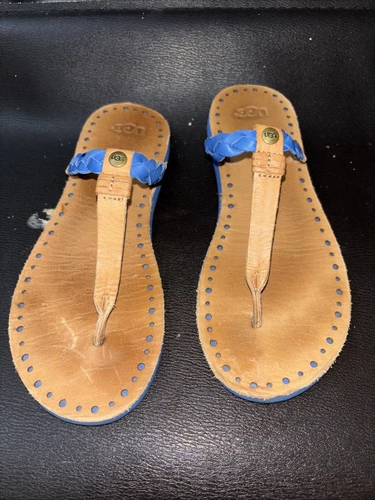 Sandali UGG donna bohemien boho core blu intrecciati tanga pelle stile F270 TG 7W