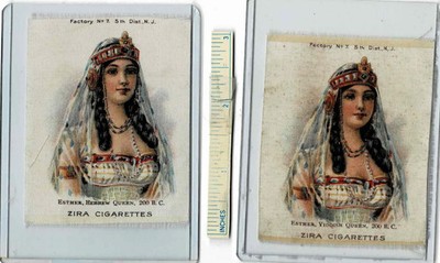 Lot 2 Diff 1912 QUEEN ESTHER Hebrew & Yiddish Zira Cigarettes S75 Famous Jewish
