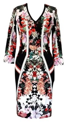 Roberto Cavalli Floral Stretch Dress Women's IT42 US6 V-Neck Italy Maximalism