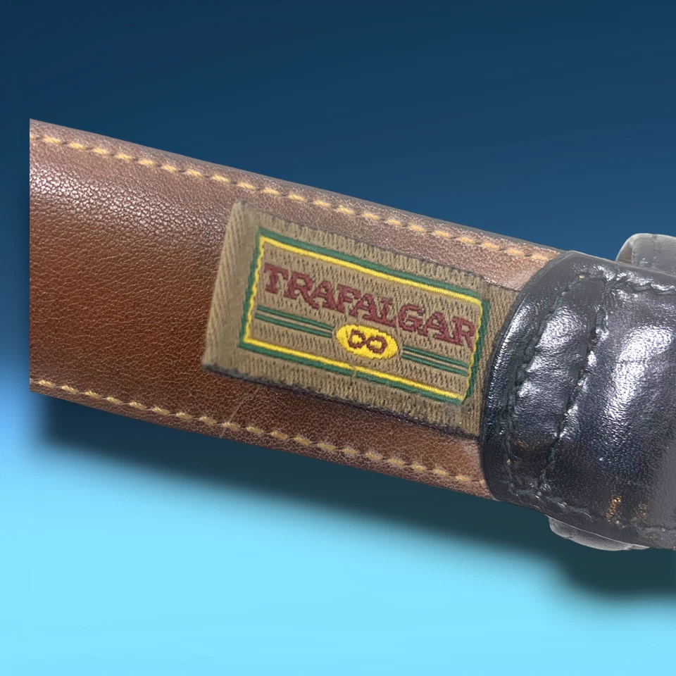 复古 Trafalgar 尺寸 36 黑色小牛皮革纹理礼服腰带银色扣美国 — 第 4/4 张图片