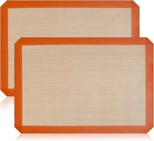 2 Non-Stick Silicone Baking Mats Tray Pan Liners - Half Sheet 11-5/8" - 16-1/2"
