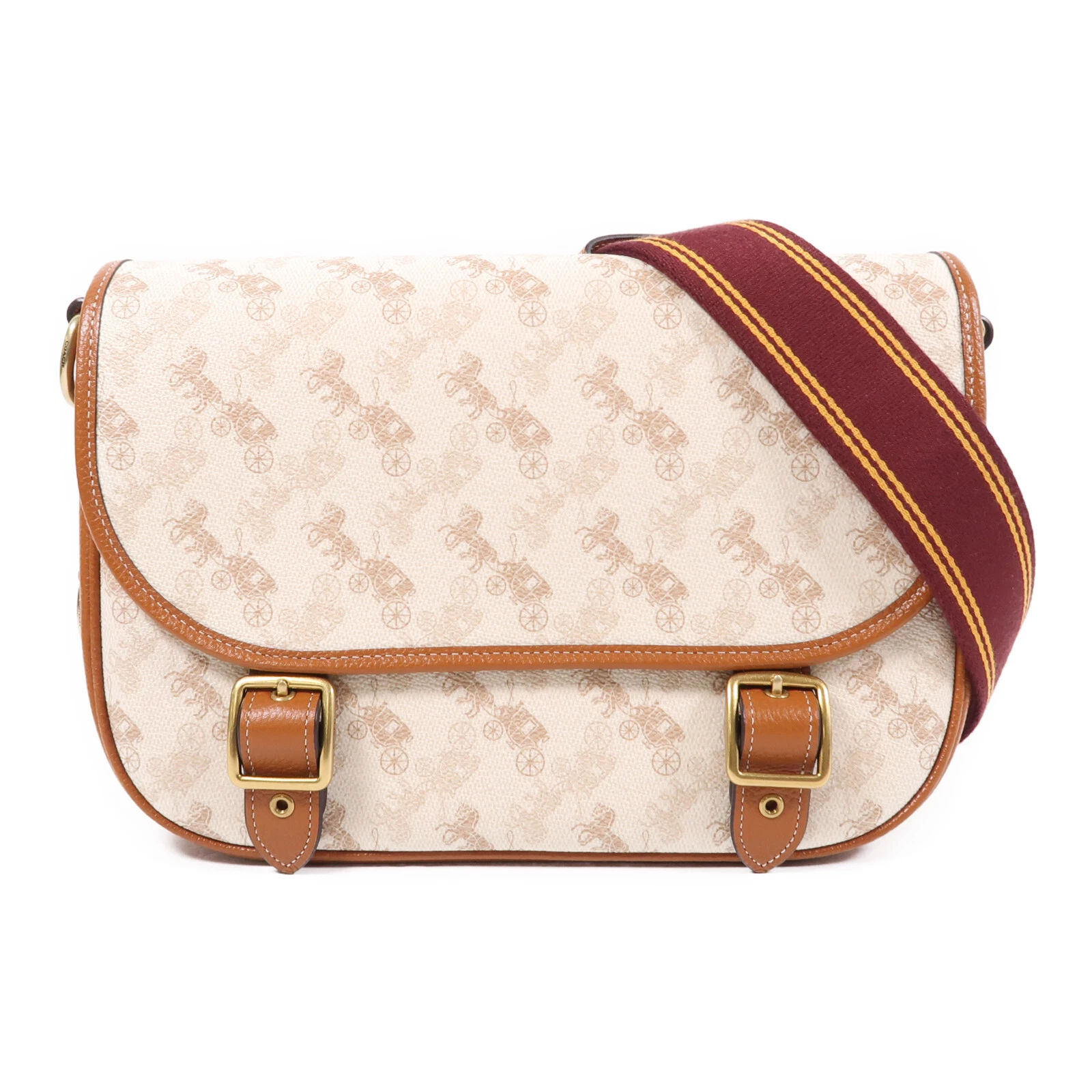 Borsa Coach Ghw Field Messenger borsa a tracolla 2 vie C8470 tela rivestita bianco marrone