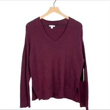 Melrose and Market Boho Knit Sweater V Neck Distressed Raw Hem Women's Sz XS