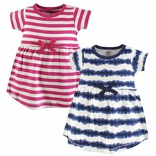 Touched By Nature B�b� Coton Bio Robe, 2-Pack, Cravate Teinture Rayures