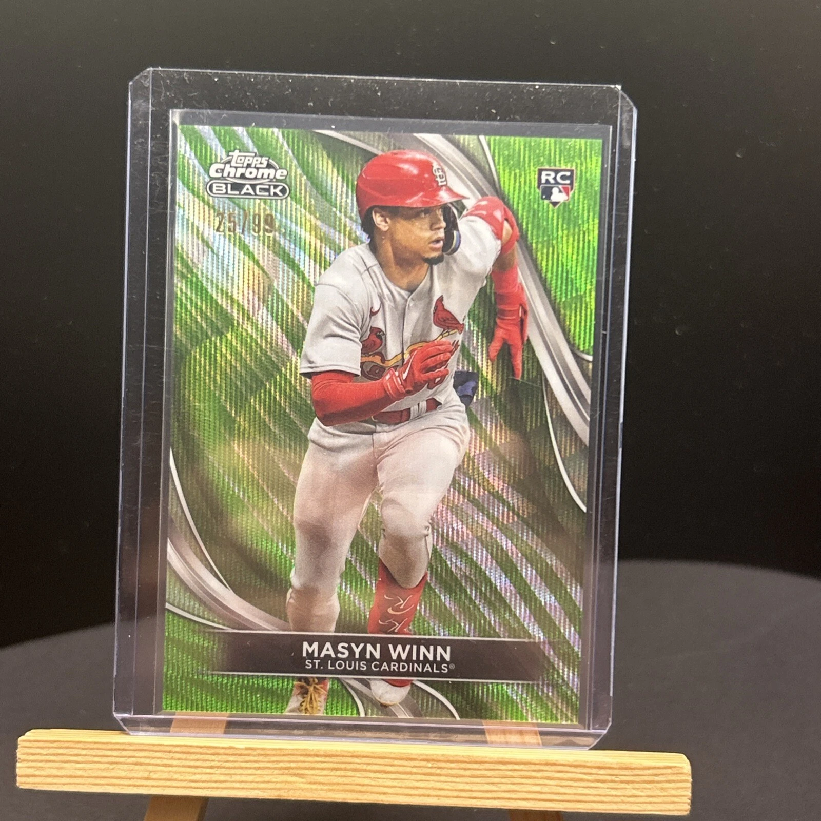 2024 Topps Chrome Black Masyn Winn 46 RC Green Wave Refractor 25/99 Cardinals