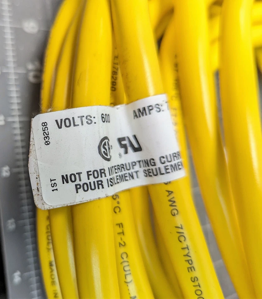 Cabo flexível 40 pés 16/7 AWG amarelo STOOW 600V 105°C cabo flexível UL/CSA[A5FL - Imagem 3 de 4