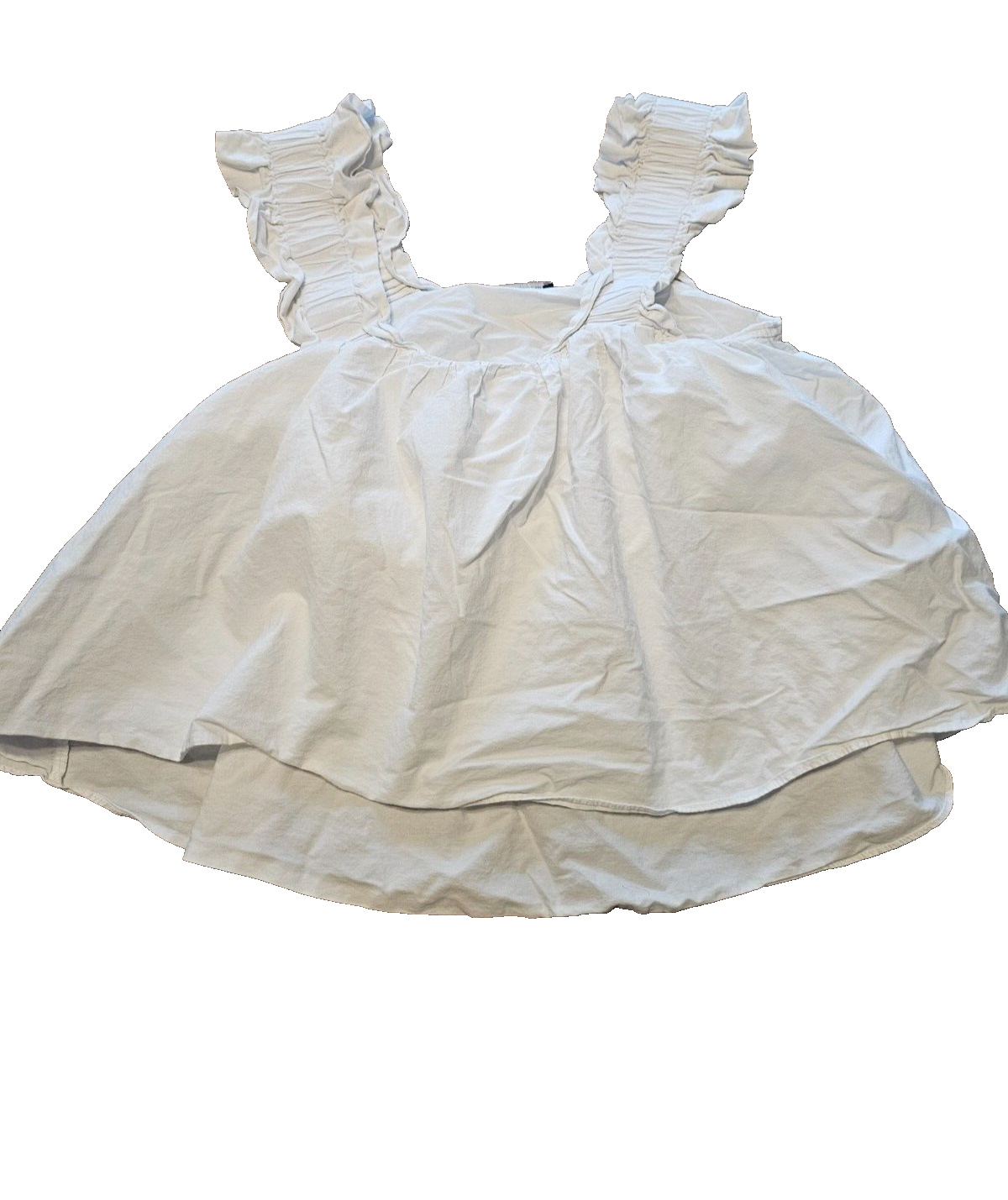 ZARA Women TOP (Small) WHITE Sleeveless RUFFLED Layered CROPPED 100% COTTON Boho