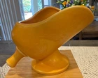 Vintage Hull Pottery Yellow Orange Scoop Shape Vase Planter Dish
