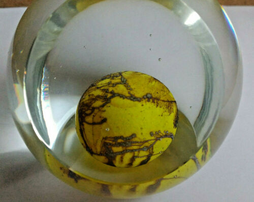 Caithness Yellow Planet Ball 1984 Limited Edition Glass Paperweight