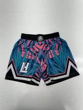 TA Gear Slim Cut Blue Pink Graphic Print Slim Cut Athletic Shorts Mens Size XS