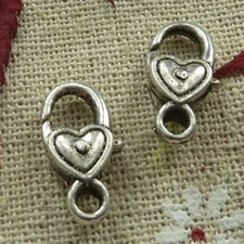 Free Ship 60 pcs tibetan silver heart lobster clasps 17x9mm L-1337
