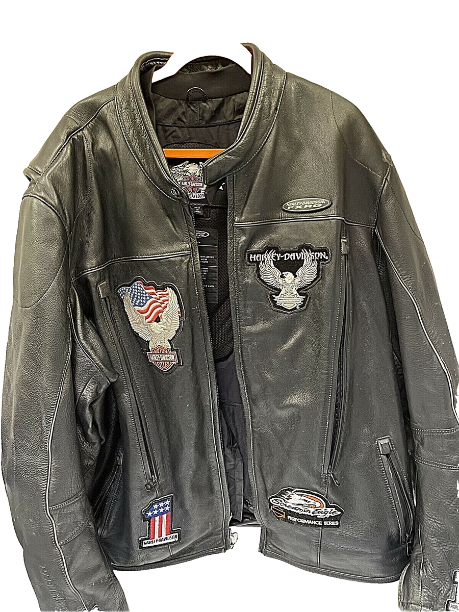Harley Davidson FXRG Mens Leather Jacket 3xl Patches Lining Extra