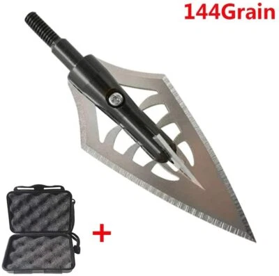 AMEYXGS Puntas de flecha puntas de caza 2 cuchillas 144 granos Broadheads arco flechas de carbono caza