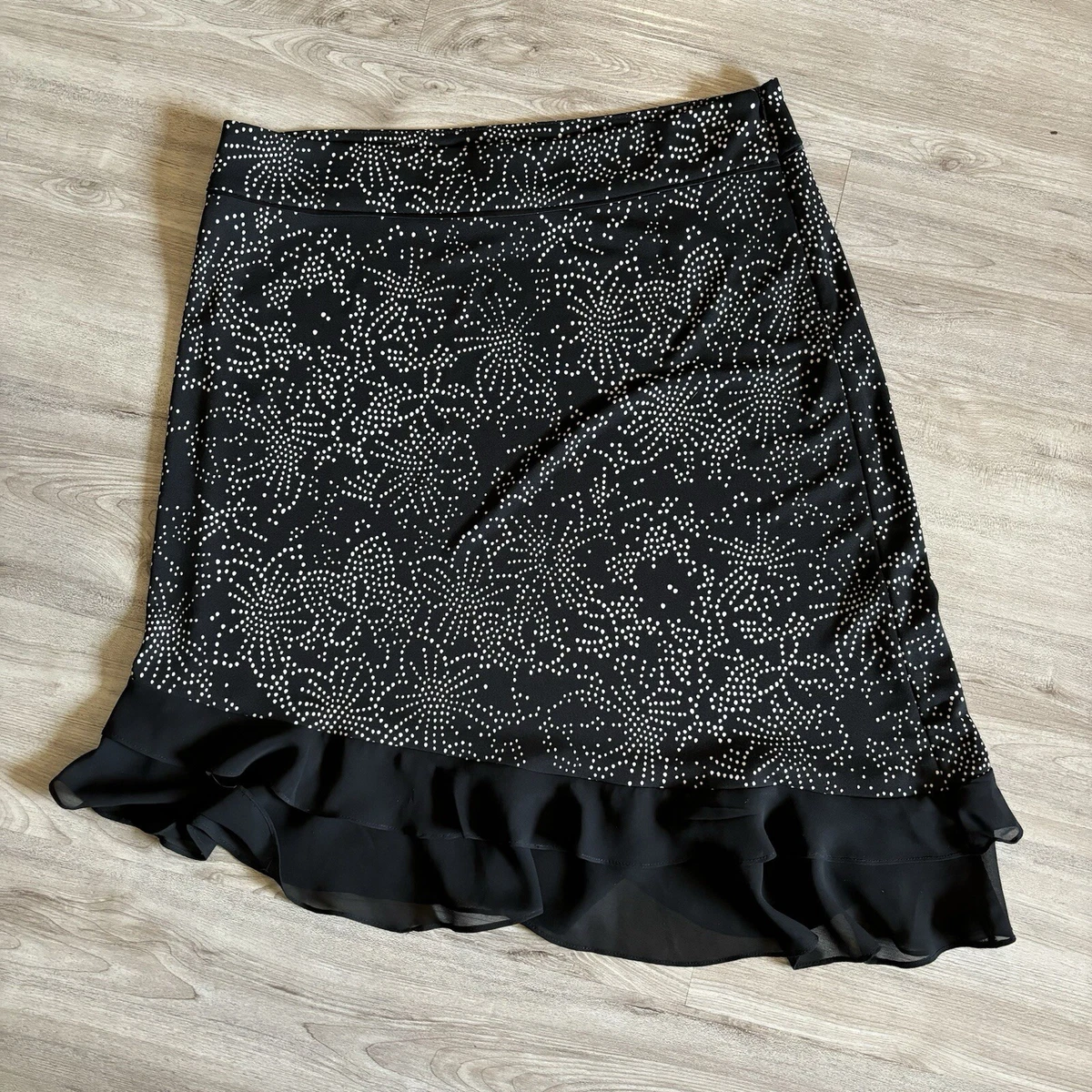 Jupe Midi Vintage Kenneth Cole En Daim Noir - Taille 6 - Avec Fente - Occasion Très Bon état