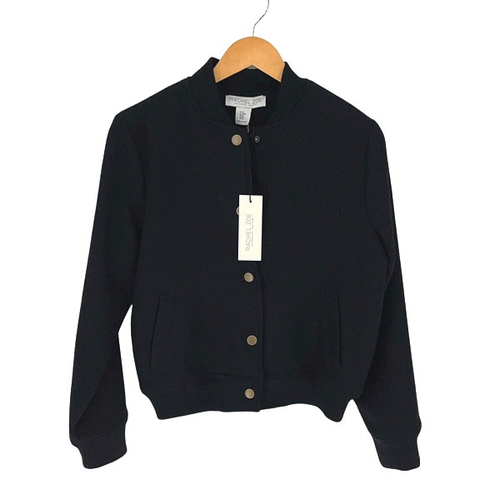 Rachel Zoe Womens Snap Front Baseball Bomber Jacket Black Size Medium NWT - Picture 2 of 9