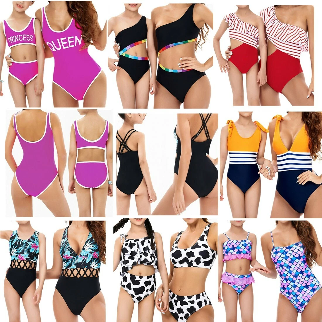 Girls Floral Fishscale Print Swimsuits Beachwear Swimwear |