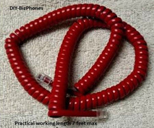 Cherry Red 12Ft Phone Handset Cord Vintage Generic Landline Receiver Curly Coil