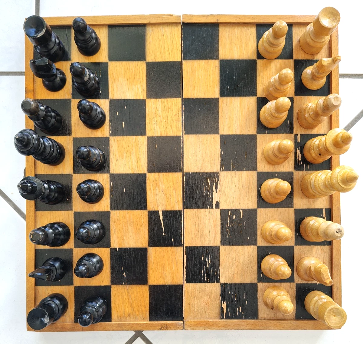 Jeu d'échecs ancien Barleycorn en Os - 1820 - 1860