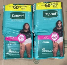 56 Count Women Large Depend Fresh Protection Adult Incontinence & Postpartum