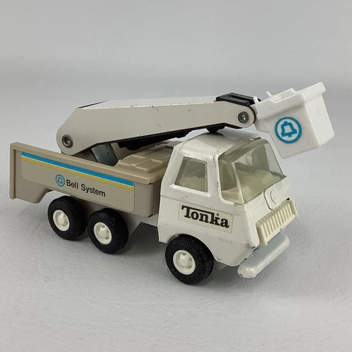 Tonka Bell System Telephone Repair Crane Bucket 5.5" Truck Metal Vintage 80s Toy