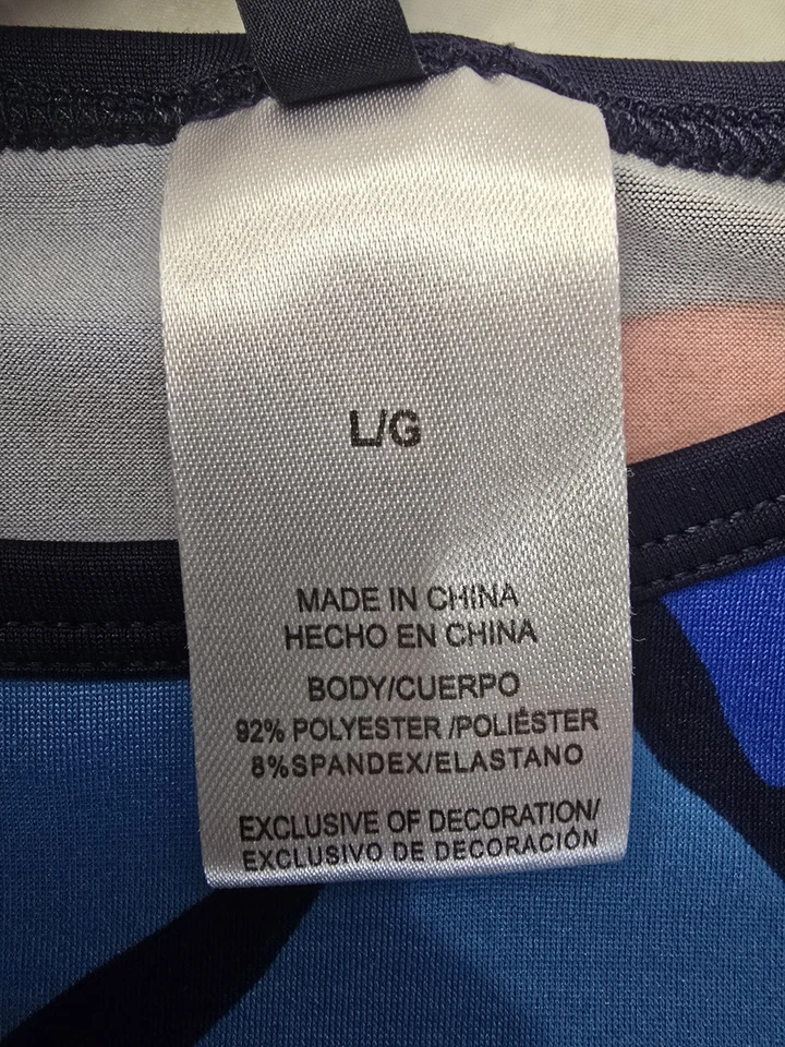 Top Nautica capa base azul marino tropical floral manga larga protector contra erupciones para mujer L Foto 4 de 4