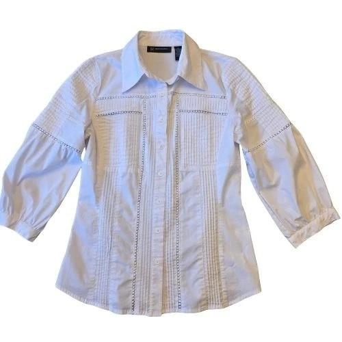 Haut Blanc Femme INC International Concepts Taille M - Neuf Avec étiquettes, Manches Courtes, Coupe Relax