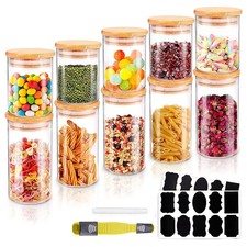 10X Glass Tea Coffee Sugar Jar Canisters w/ Airtight Bamboo Lids Kitchen Storage