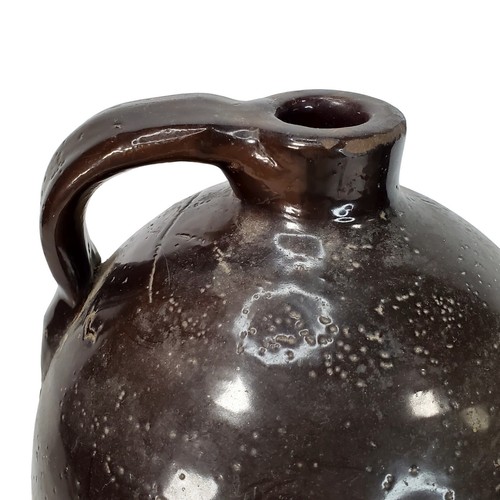 Antique Large Stoneware Pottery Jug Brown Glaze 11" Farm House Cottagecore - Picture 8 of 11