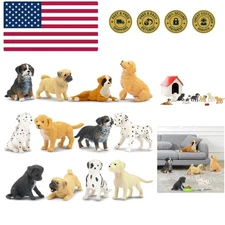 12PCS Mini Dog Figurines Playset, Realistic Detailed Plastic Puppy Figures, H...