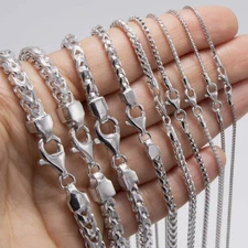 Solid 925 Sterling Silver Foxtail/Franco Link Chain Necklace ITALY 1.5-4.5mm