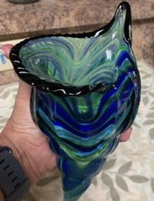 8" Glass Conch Figurines, Hand Blown Seashell Art Glass Sculpture