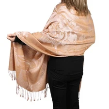Womens Pashmina Shawls and Wraps Reversible Floral Flower Rave Scarf Rose Gold