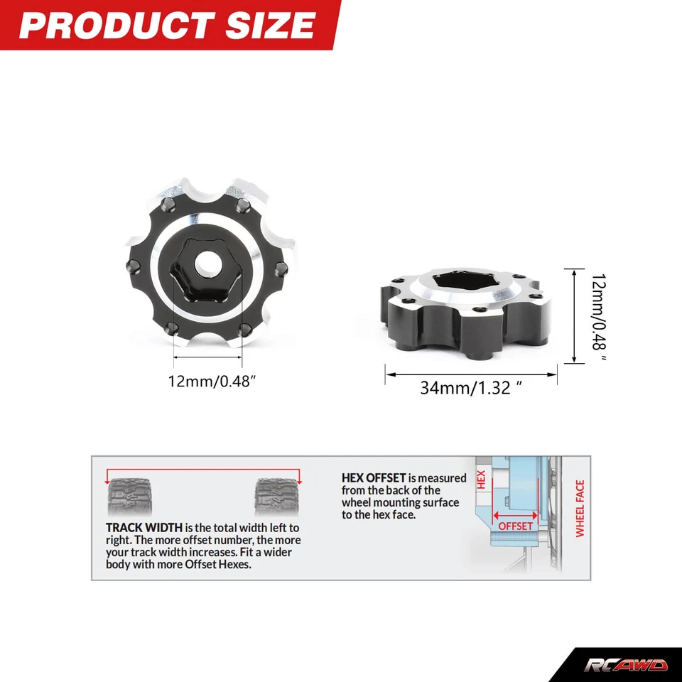 RCAWD Wheel Hex Adapters 1/10 6x30 to 12mm PRO633700 for Proline Wheels - Image 2 of 4