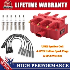 Ignition Coil & Iridium Spark Plugs & Wire Set for 2007-2011 Jeep Wrangler UF305