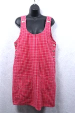 Sostanza Vintage 90s Gingham Pinafore Overall Dress Women's Medium Pockets