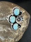Yazzie Ring Blue Turquoise Navajo Sterling Silver Cluster Size 8.5 19226