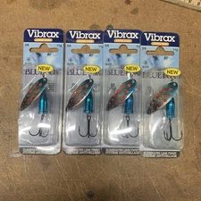 4PC Blue Fox Vibrax Super Deep 3/8oz Blue Red Dot Silver 