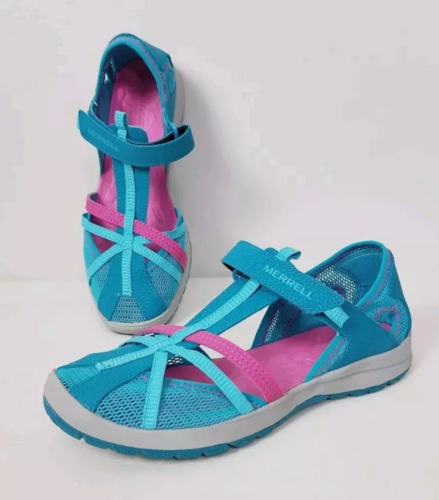 Merrell Dragonfly Turquoise Sport Sandals Girls Size 5 M Blue Pink Closed Toe