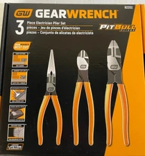 Gearwrench Pitbull 3 Piece Dipped Handle Electricians Plier Set 82202