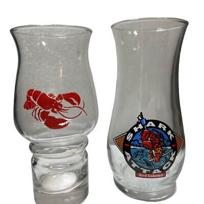 2 Red Lobster Hurricane Drinking Glasses Cups Shark Attack Typhoon Vintage  Logo | eBay