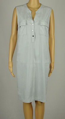 Alfani Damen Silber Ärmellos Kunstwildleder Henley Shift Kleid 16 18