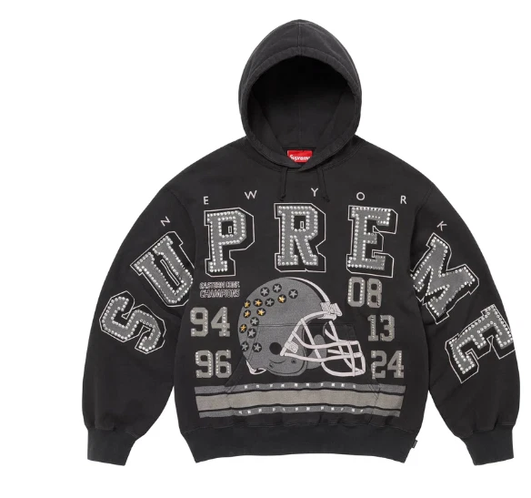 Sweat à capuche clouté Supreme Champions noir taille XXL 2XL football