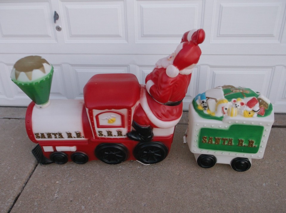 Vintage Empire Santa Train + Toy Tender Car Blow Mold Santa RR Local