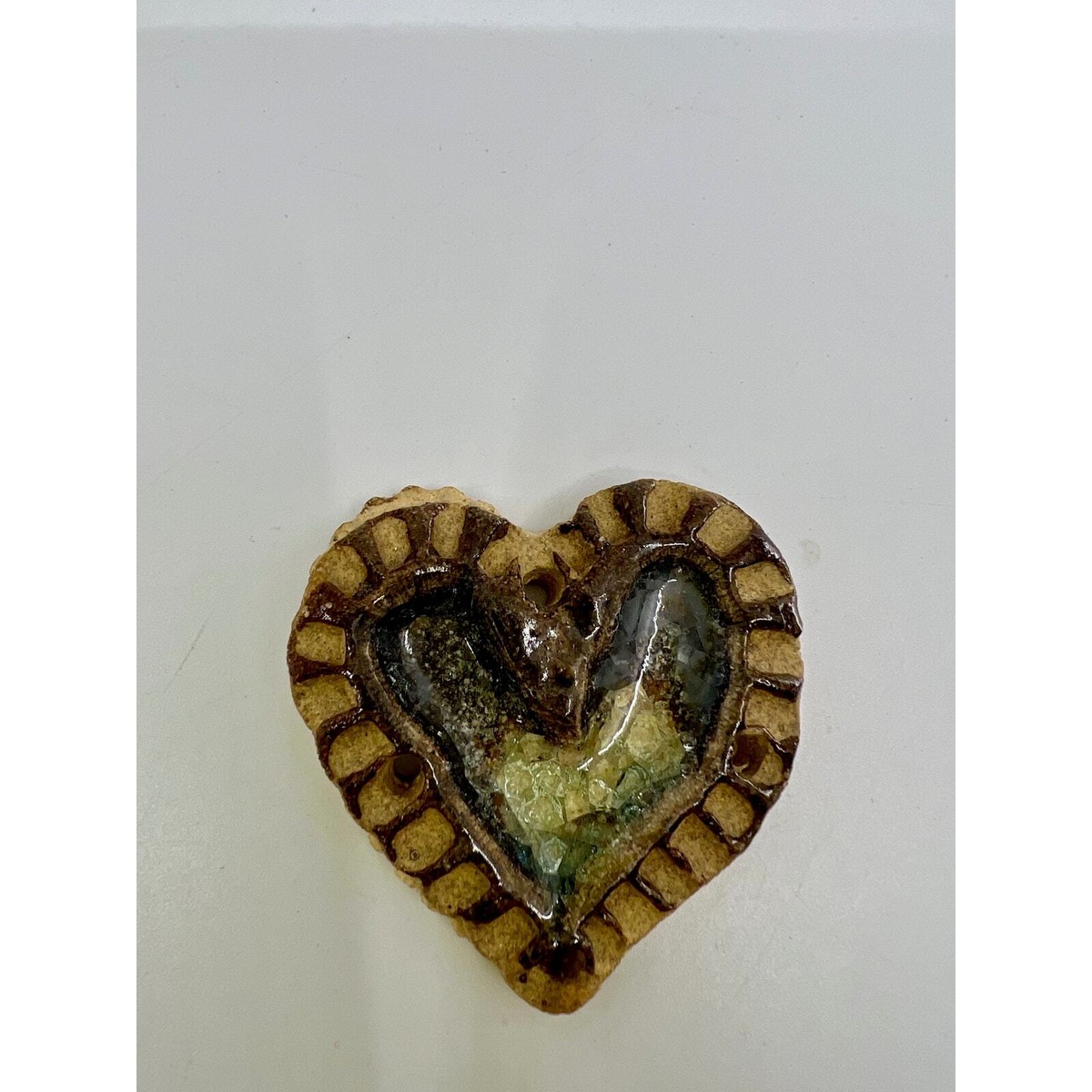 ⑰jours heureux original heart Vintage Ceramic Heart with Blue Apoxy | eBay