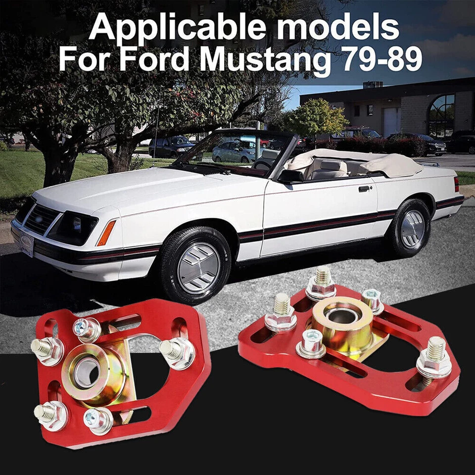 2 Pcs Car Front Caster Camber Plates Adjustable For 1979-1989 Mustang Aluminum - Image 4 of 4