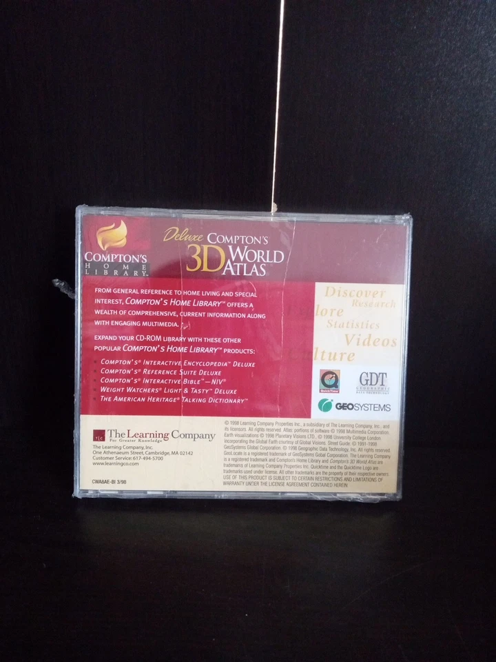 Deluxe COMPTON'S 3D WORLD ATLAS Windows 95 NEW Sealed ~ Trl8#35 - Image 2 of 2