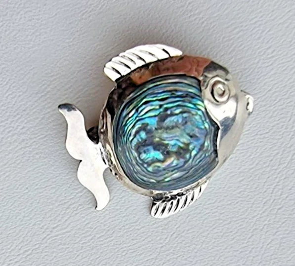 AHR FABULOSO BROCHE PRENDEDOR PEZ MADREPERLA VINTAGE Foto 3 de 4