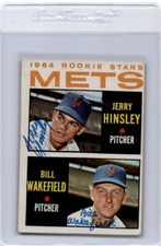 JERRY HINSLEY BILL WAKEFIELD 1964 TOPPS #576 RC HARD SIGNED AUTO NY METS *12313