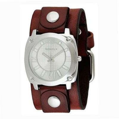 Silver Ladies Roman Numerals Watch with Junior Size Red Leather Cuff Band RGB066